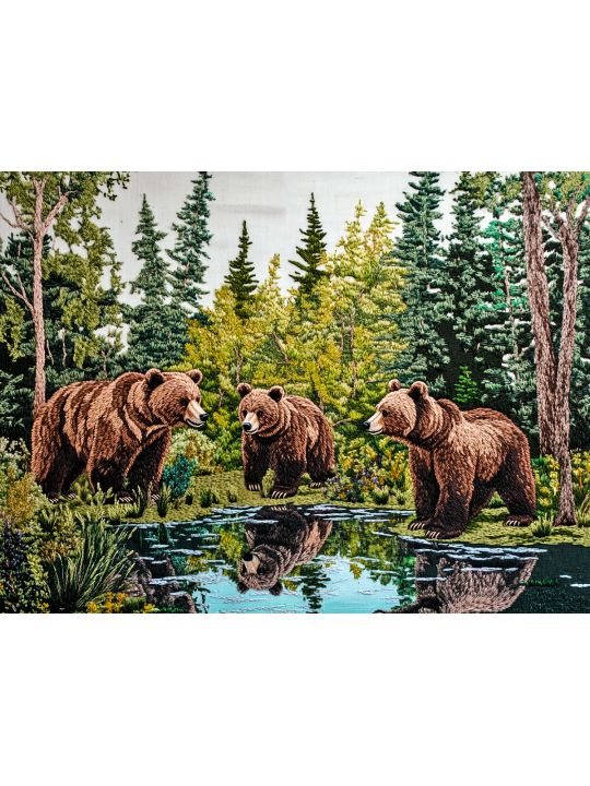 Алмазная мозаика без подрамника «Три медведя» 25x20 см, 40 цветов