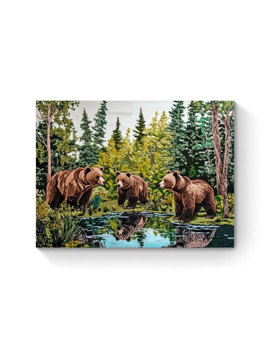 Алмазная мозаика на подрамнике «Три медведя» 70x50 см, 50 цветов