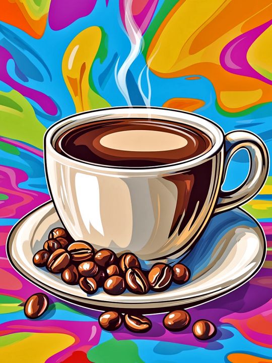 Алмазная мозаика без подрамника «Чашка кофе» 25x20 см