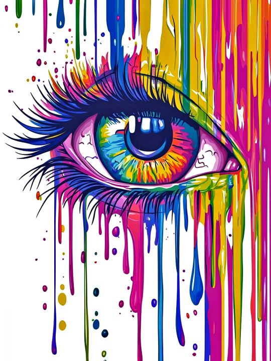 Алмазная мозаика без подрамника «Радужный глаз» 80x60 см