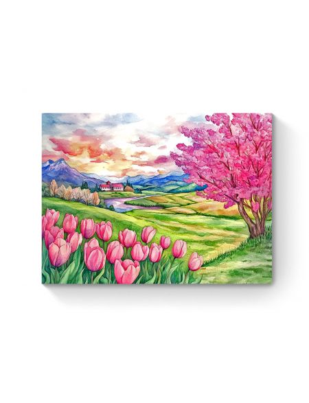 Алмазная мозаика на подрамнике «Тюльпаны весной» 40x30 см