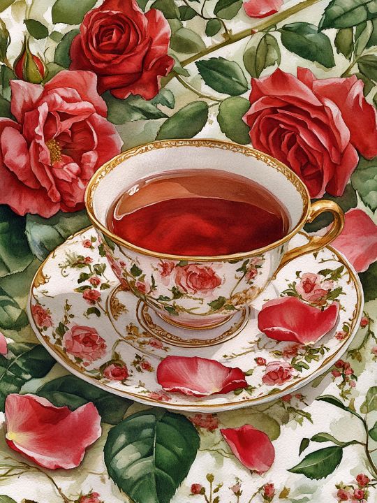 Алмазная мозаика без подрамника «Чашечка чая» 25x20 см