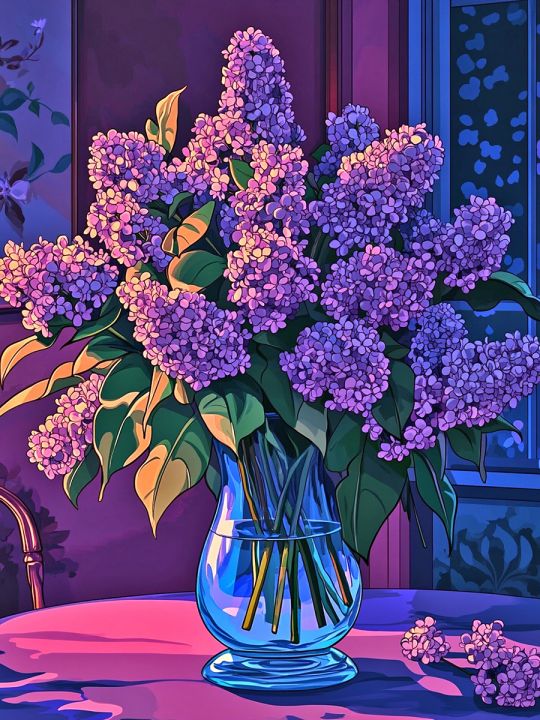 Алмазная мозаика без подрамника «Букет сирени» 50x40 см