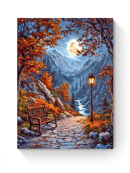 Алмазная мозаика на подрамнике «Осенний парк» 50x40 см