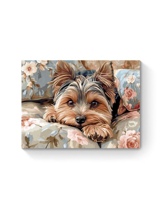 Алмазная мозаика на подрамнике «Милый йорк» 40x30 см, 50 цветов