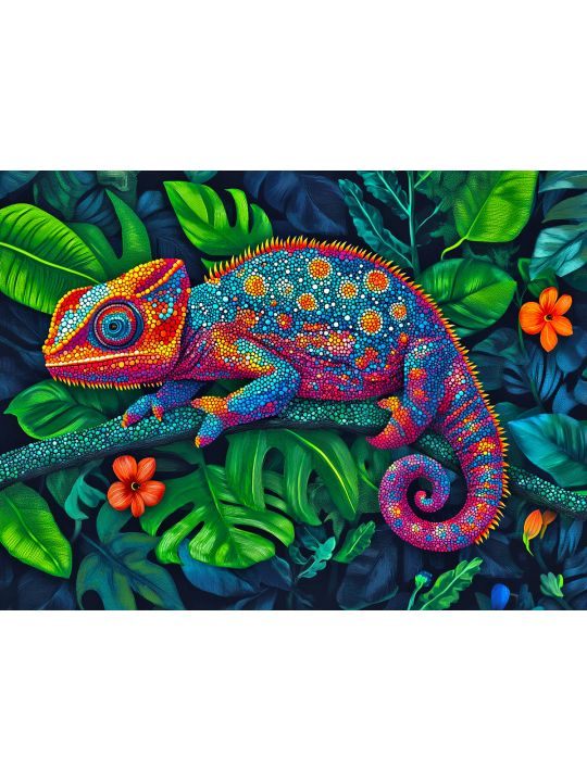 Алмазная мозаика без подрамника «Хамелеон» 25x20 см