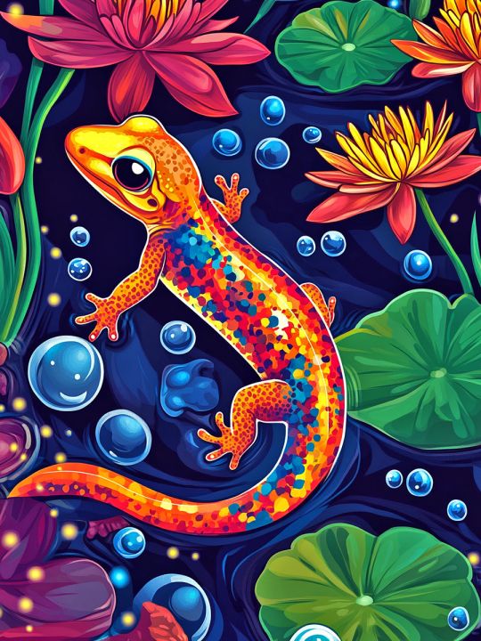 Алмазная мозаика без подрамника «Ящерица» 25x20 см