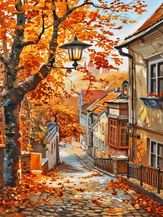 Алмазная мозаика без подрамника «Улочка городка» 130x100 см