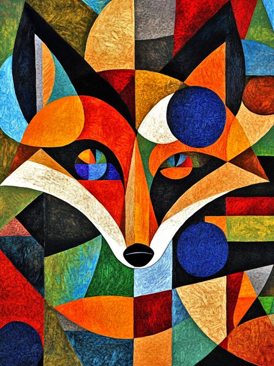 Алмазная мозаика без подрамника «Лиса абстракция» 25x20 см