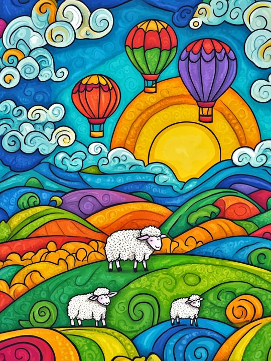 Алмазная мозаика без подрамника «Радужный мир» 80x60 см