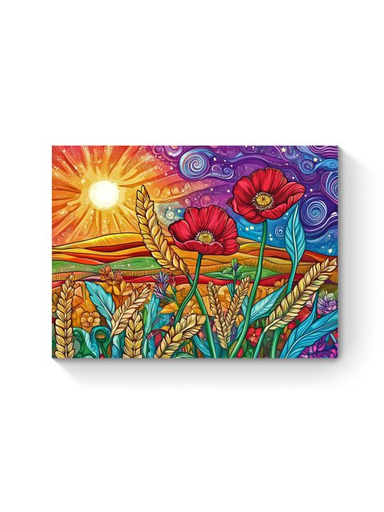 Алмазная мозаика на подрамнике «Маки на поле» 80x60 см