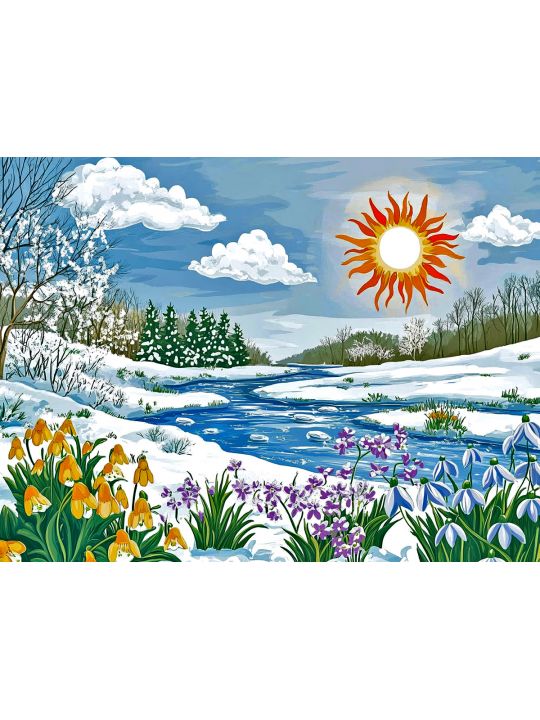Алмазная мозаика без подрамника «Детская весна» 50x40 см