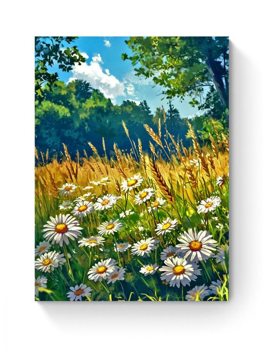 Алмазная мозаика на подрамнике «Ромашковое поле» 40x30 см