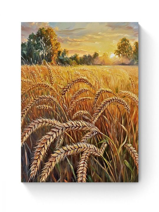 Алмазная мозаика на подрамнике «Пшеничное поле» 60x45 см