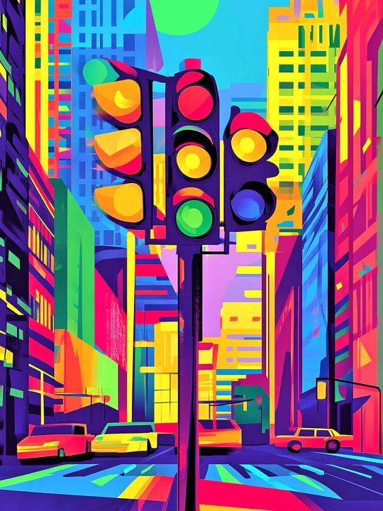 Алмазная мозаика без подрамника «Светофор» 50x40 см