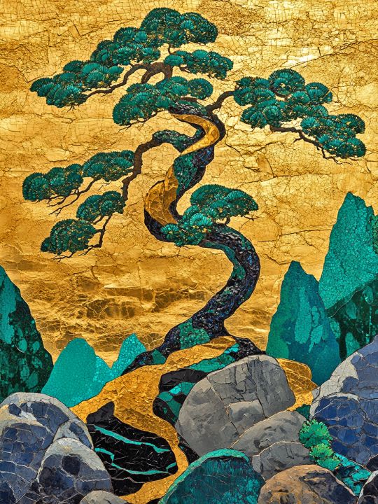 Алмазная мозаика без подрамника «Бонсай» 50x40 см