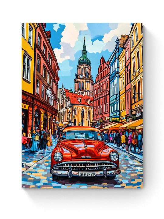 Алмазная мозаика на подрамнике «Ретро авто» 40x30 см