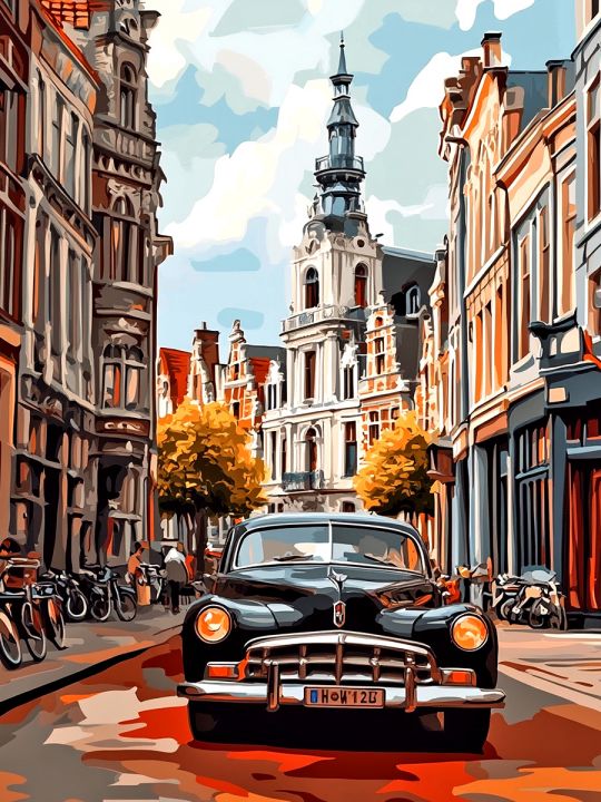 Алмазная мозаика без подрамника «Ретро авто» 25x20 см