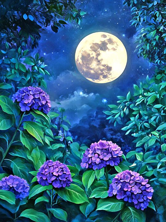 Алмазная мозаика без подрамника «Ночной сад» 50x40 см