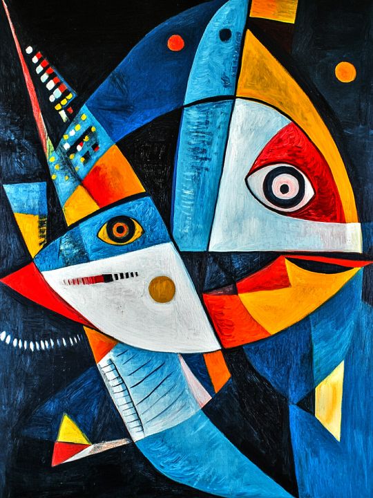 Алмазная мозаика без подрамника «Рыбы абстракция» 60x45 см