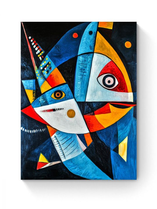 Алмазная мозаика на подрамнике «Рыбы абстракция» 80x60 см