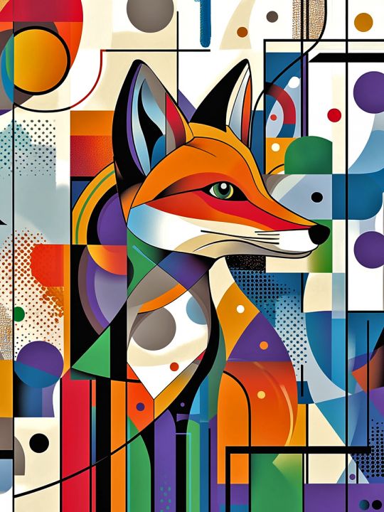 Алмазная мозаика без подрамника «Лиса абстракция» 50x40 см