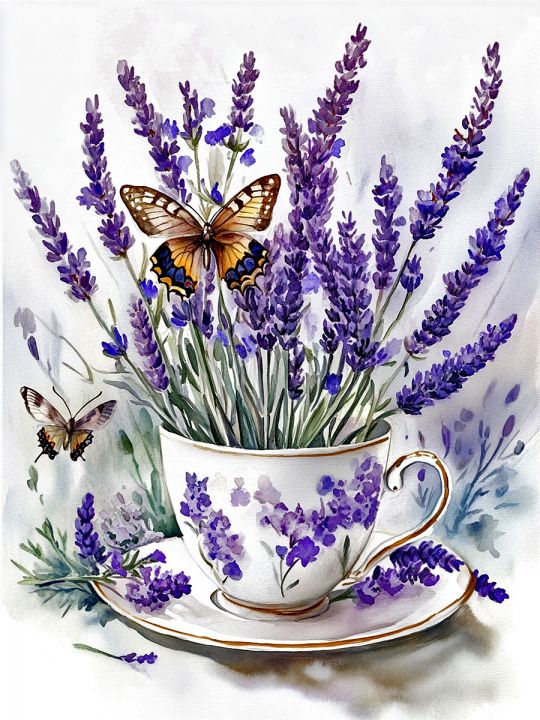 Алмазная мозаика без подрамника «Букетик лаванды» 25x20 см