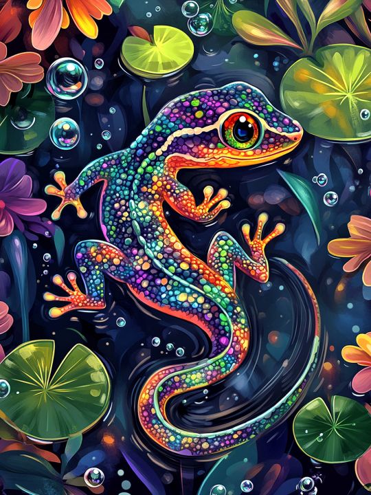 Алмазная мозаика без подрамника «Ящерка» 25x20 см