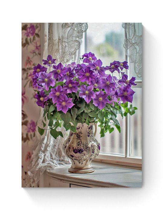 Алмазная мозаика на подрамнике «Клематисы» 35x25 см