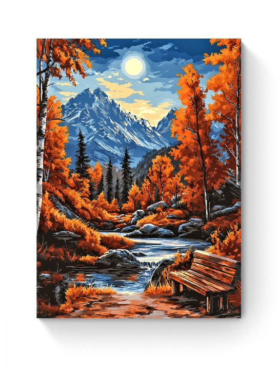 Алмазная мозаика на подрамнике «Осенний парк» 40x30 см