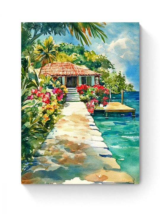 Алмазная мозаика на подрамнике «Тропический рай» 40x30 см
