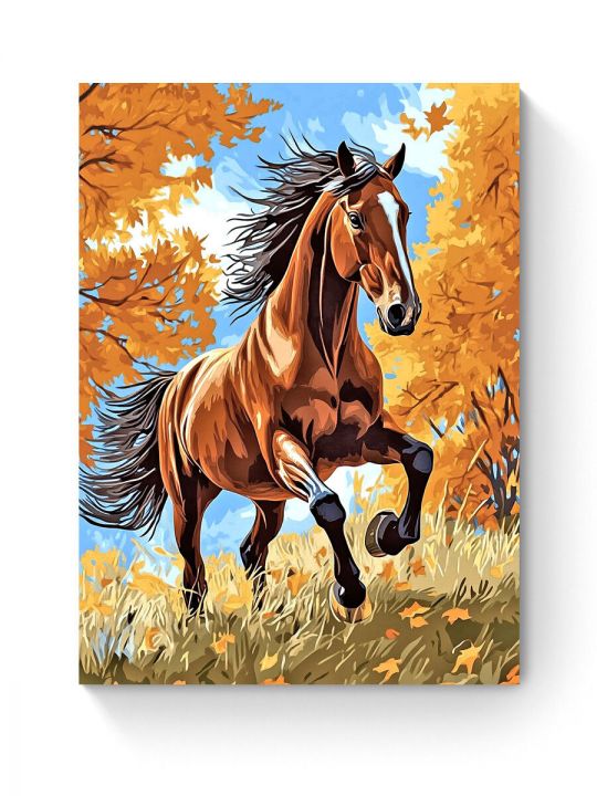 Алмазная мозаика на подрамнике «Гнедой конь» 40x30 см