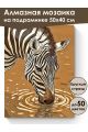 Алмазная мозаика на подрамнике «Зебра у воды» 50x40 см