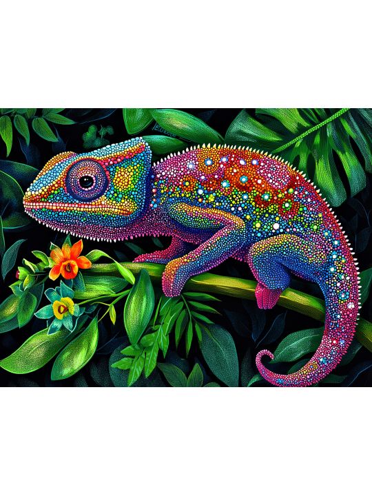 Алмазная мозаика без подрамника «Хамелеон» 40x30 см