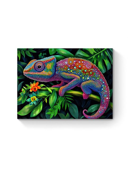 Алмазная мозаика на подрамнике «Хамелеон» 40x30 см