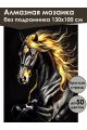 Алмазная мозаика без подрамника «Вороной конь» 130x100 см