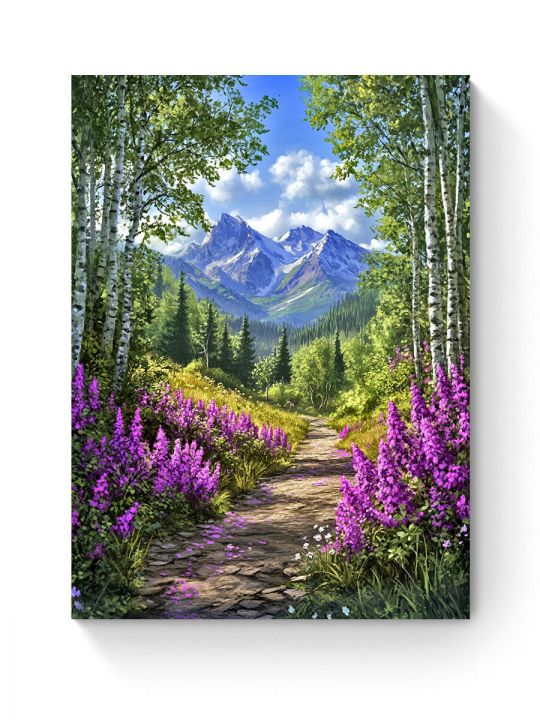 Алмазная мозаика на подрамнике «Тропинка в горы» 40x30 см