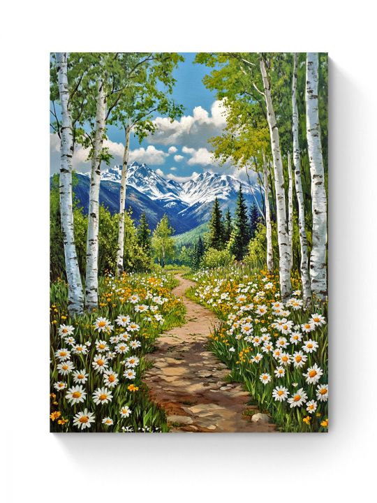 Алмазная мозаика на подрамнике «Тропинка в горы» 40x30 см
