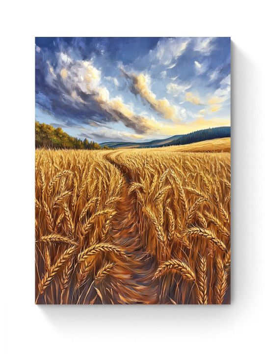 Алмазная мозаика на подрамнике «Пшеничное поле» 60x45 см