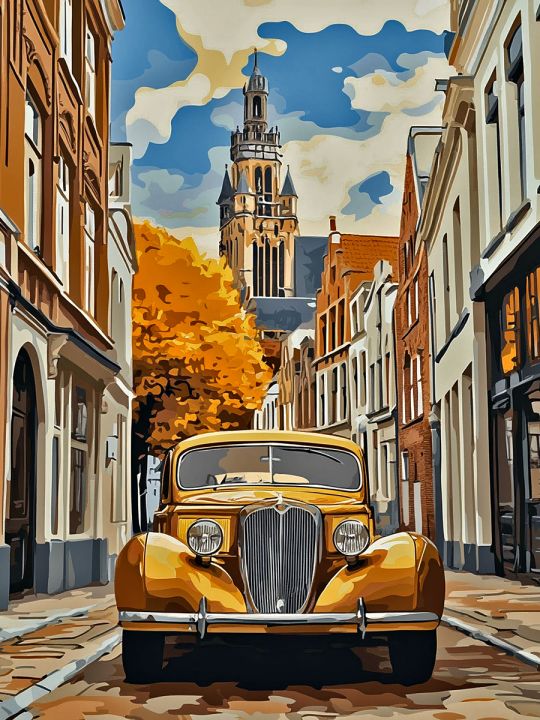 Алмазная мозаика без подрамника «Ретро авто» 50x40 см