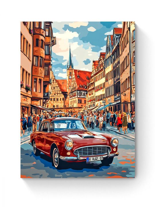 Алмазная мозаика на подрамнике «Ретро авто» 40x30 см