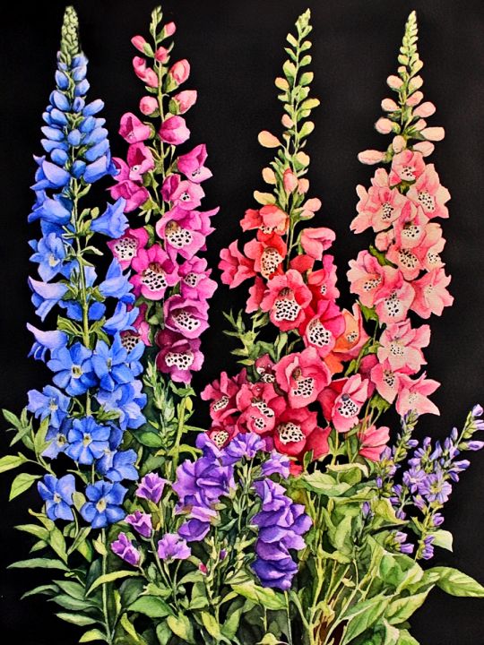 Алмазная мозаика без подрамника «Наперстянка» 50x40 см