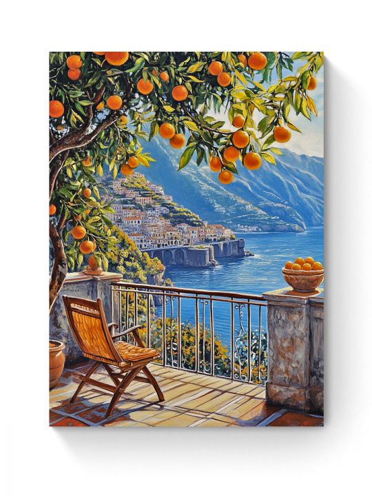 Алмазная мозаика на подрамнике «Позитано Италия» 40x30 см, 50 цветов