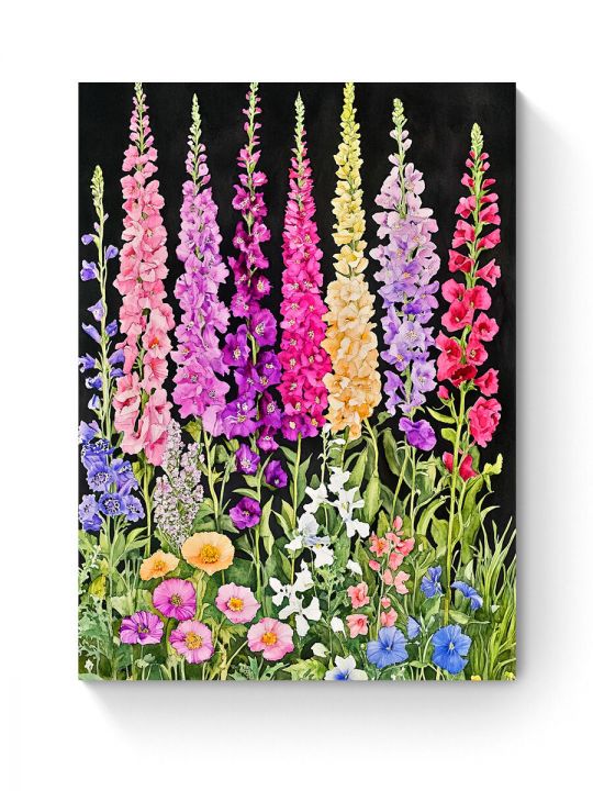 Алмазная мозаика на подрамнике «Дельфиниум» 80x60 см