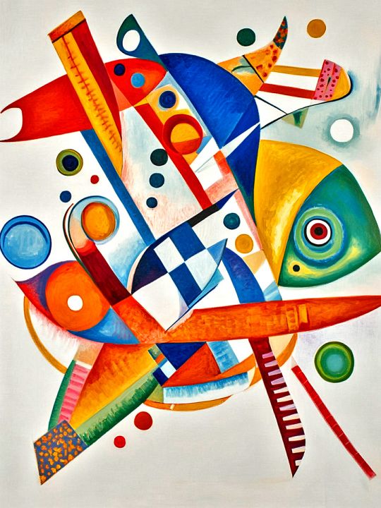 Алмазная мозаика без подрамника «Рыба абстракция» 50x40 см