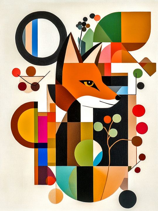 Алмазная мозаика без подрамника «Лиса абстракция» 50x40 см