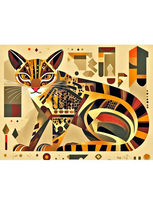 Алмазная мозаика без подрамника «Кот абстракция» 50x40 см