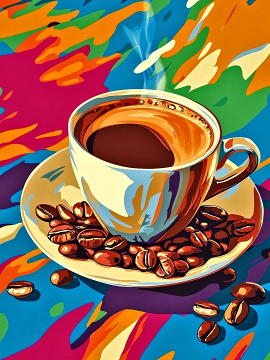 Алмазная мозаика без подрамника «Палитра кофе» 90x70 см