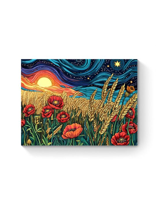 Алмазная мозаика на подрамнике «Пшеничное поле» 40x30 см