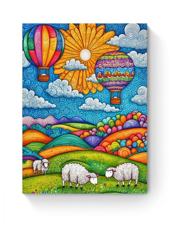 Алмазная мозаика на подрамнике «Овечки на лугу» 50x40 см